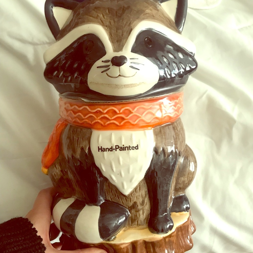 Cookie Jar (Racoon) Hand painted Never used
